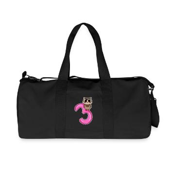 3 ans - 3ème anniversaire avec motif animal - Sac de sport en toile recyclée Stanley/Stella - noir - Devant