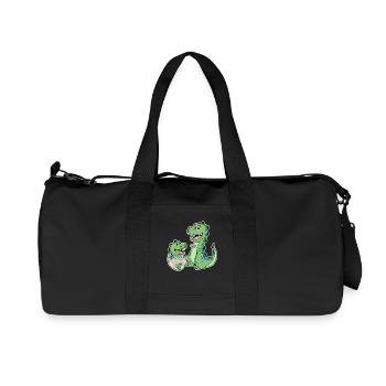 Dinosaur with baby dinosaur - Recycled Canvas Sports Bag by Stanley/Stella - black - Front