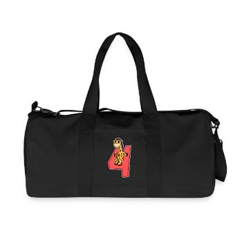 4 ans - 4ème anniversaire avec motif animal - Sac de sport en toile recyclée Stanley/Stella - noir - Devant