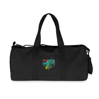 Splash Art Tête d’éléphant - Sac de sport en toile recyclée Stanley/Stella - noir - Devant