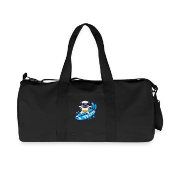 Mignon chien carlin sur une planche de surf de style kawaii - Sac de sport en toile recyclée Stanley/Stella - noir - Devant