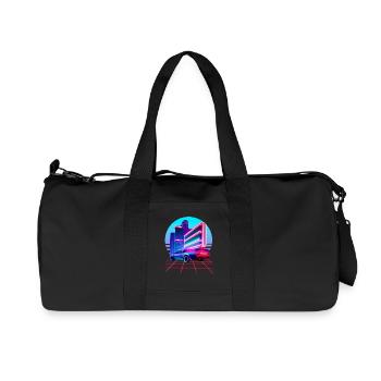 Retro Wave 80s Skyline Electro-Wave Vaporwave - Recycled Canvas Sports Bag by Stanley/Stella - black - Front
