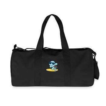 Cute turtle on surfboard with sunglasses - Recycled Canvas Sports Bag by Stanley/Stella - black - Front