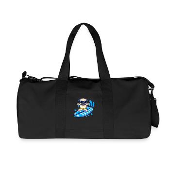 Mignon chien carlin sur une planche de surf de style kawaii - Sac de sport en toile recyclée Stanley/Stella - noir - Devant