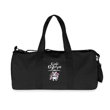 Frohe Ostern Blumen und Osterhasen - Recycelte Canvas-Sporttasche von Stanley/Stella - Schwarz - Vorne