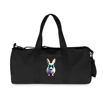 Lapin cool avec des lunettes de soleil - Sac de sport en toile recyclée Stanley/Stella - noir - Devant