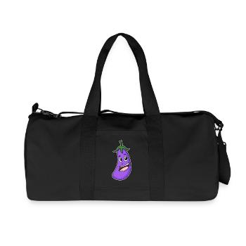 Motif aubergine - Sac de sport en toile recyclée Stanley/Stella - noir - Devant