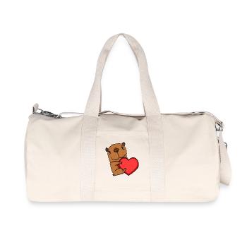 Motif de cœur Capybara capybara - Sac de sport en toile recyclée Stanley/Stella - blanc naturel - Devant