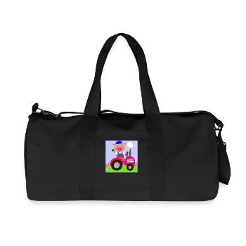 Joli cochon monté sur un tracteur - Sac de sport en toile recyclée Stanley/Stella - noir - Devant