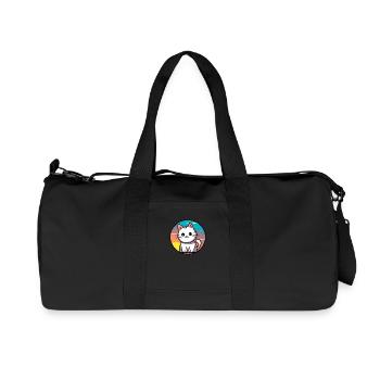 Cute cat Sunset design white - Recycled Canvas Sports Bag by Stanley/Stella - black - Front