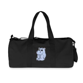 Nilpferd Familie - Nilpferd mit Baby - Recycelte Canvas-Sporttasche von Stanley/Stella - Schwarz - Vorne