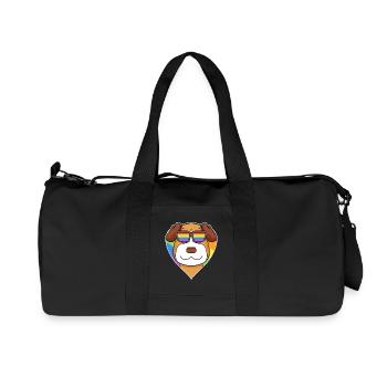 Regenbogen - Hund Jack Russell Terrier mit Brille - Recycelte Canvas-Sporttasche von Stanley/Stella - Schwarz - Vorne