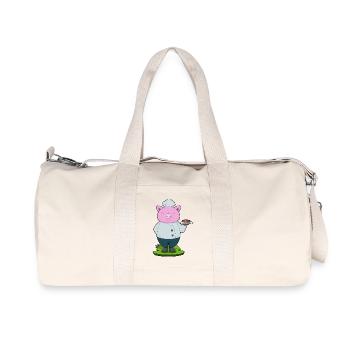 Schwein Koch Fleisch Kochen - Recycelte Canvas-Sporttasche von Stanley/Stella - Naturweiß - Vorne