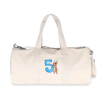 5th Birthday Motif Saiga Antelope - five years - Recycled Canvas Sports Bag by Stanley/Stella - natural - Front