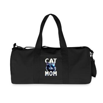 Cat Mom, Cats, Mom Cat, Mother's Day, Cat - Recycled Canvas Sports Bag by Stanley/Stella - black - Front