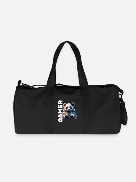 Gamer Schriftzug mit coolem Panda - Recycelte Canvas-Sporttasche von Stanley/Stella - Schwarz