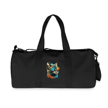 Chat avec des lunettes de soleil - Sac de sport en toile recyclée Stanley/Stella - noir - Devant
