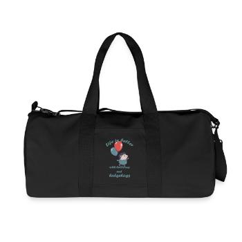 Kleiner Igel mit Luftballons und Schriftzug - Recycelte Canvas-Sporttasche von Stanley/Stella - Schwarz - Vorne