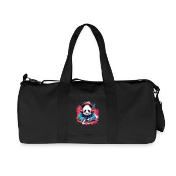 Panda als Dj - Recycelte Canvas-Sporttasche von Stanley/Stella - Schwarz - Vorne