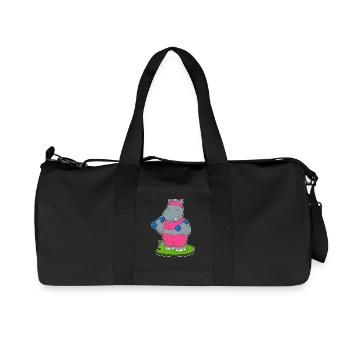 Nilpferd Bodybuilder Hanteln Bodybuilding - Recycelte Canvas-Sporttasche von Stanley/Stella - Schwarz - Vorne