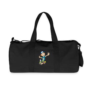 Drawing of a boy on a skateboard - Recycled Canvas Sports Bag by Stanley/Stella - black - Front