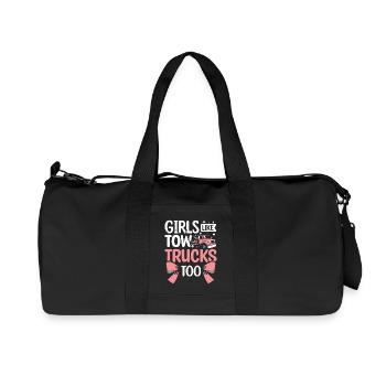 Girls like Tow trucks too - Recycelte Canvas-Sporttasche von Stanley/Stella - Schwarz - Vorne