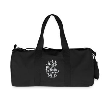 Jesus Way Truth Life Lettering - Recycled Canvas Sports Bag by Stanley/Stella - black - Front