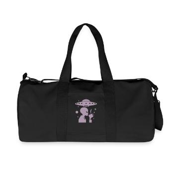 Alien Silhouette with Coffee & UFO - Recycled Canvas Sports Bag by Stanley/Stella - black - Front
