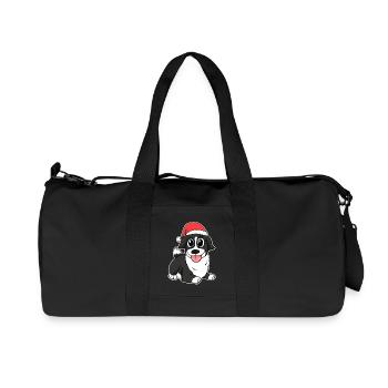 Collie à poil long chien Animal Noël - Sac de sport en toile recyclée Stanley/Stella - noir - Devant