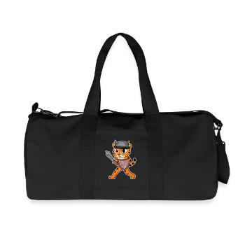 Tigre à motif viking - Sac de sport en toile recyclée Stanley/Stella - noir - Devant