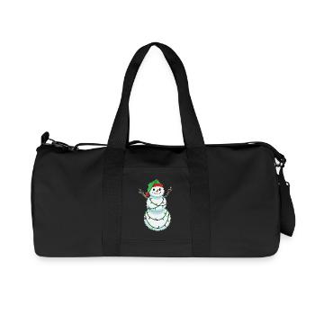Bonhomme de neige Noël guirlandes lumineuses - Sac de sport en toile recyclée Stanley/Stella - noir - Devant