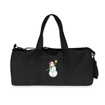 Schneemann Weihnachten Weihnachtsstern - Recycelte Canvas-Sporttasche von Stanley/Stella - Schwarz - Vorne