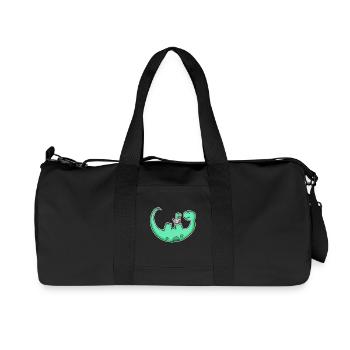 Dinosaure avec bébé dinosaure - Dino - Sac de sport en toile recyclée Stanley/Stella - noir - Devant