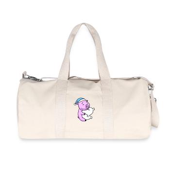 Cochon avec oreiller et bonnet somnolent - Sac de sport en toile recyclée Stanley/Stella - blanc naturel - Devant