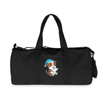 Staffordshire Bull Terrier Sleeping Fatigue Dog - Recycled Canvas Sports Bag by Stanley/Stella - black - Front