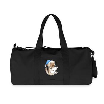 Schlafen Müde - Katze mit Kissen und Schlafmütze - Recycelte Canvas-Sporttasche von Stanley/Stella - Schwarz - Vorne