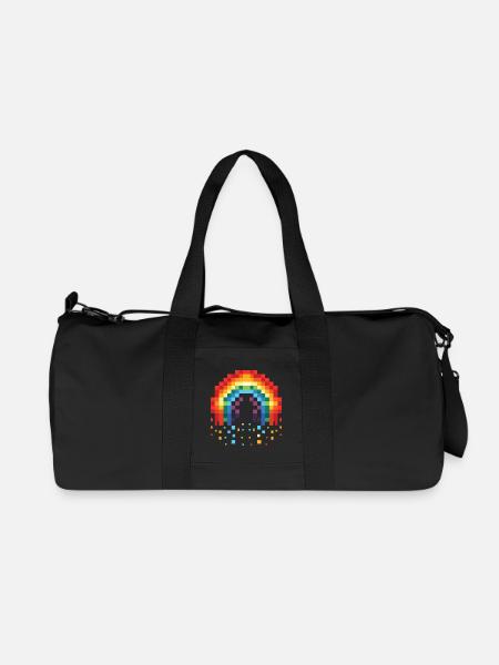 Pixel Art Regenbogen 8-Bit Retro - Recycelte Canvas-Sporttasche von Stanley/Stella - Schwarz