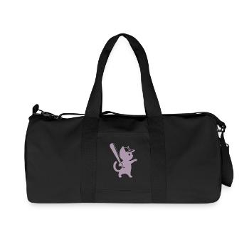 Minimalist Cat Baseball Player Silhouette - Recycled Canvas Sports Bag by Stanley/Stella - black - Front