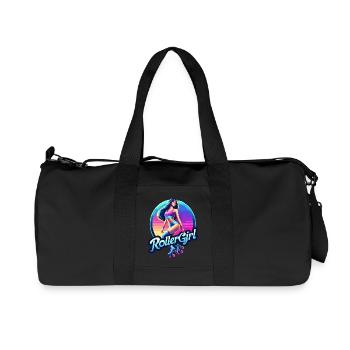 Vibrant Retro Roller Girl Illustration - Sac de sport en toile recyclée Stanley/Stella - noir - Devant