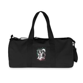 Lebensfroher Border Collie mit bunten Farbspritzer - Recycelte Canvas-Sporttasche von Stanley/Stella - Schwarz - Vorne
