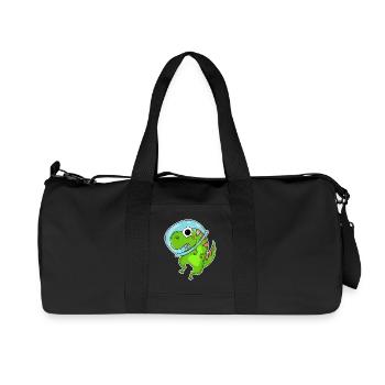 Dino Motif Dinosaur Space Astronauat - Recycled Canvas Sports Bag by Stanley/Stella - black - Front