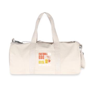 Football BBQ et bière, c’est pourquoi je suis ici tailgate - Sac de sport en toile recyclée Stanley/Stella - blanc naturel - Devant