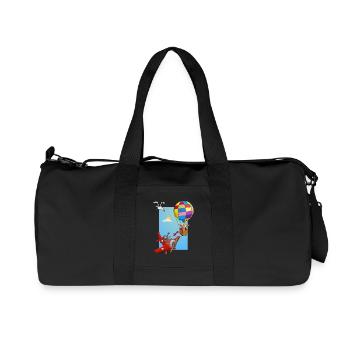 Girl in a hot air balloon and a red airplane - Recycled Canvas Sports Bag by Stanley/Stella - black - Front