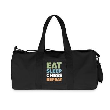 retro chess funny sayings eat sleep repeat - Recycled Canvas Sports Bag by Stanley/Stella - black - Front