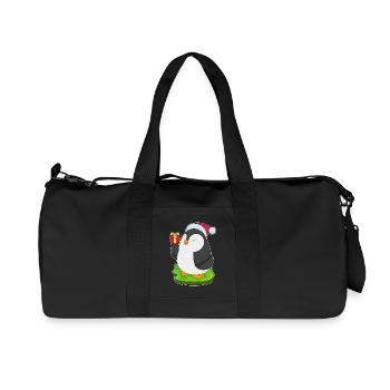 Penguin Christmas Santa Hat - Recycled Canvas Sports Bag by Stanley/Stella - black - Front
