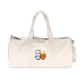 Popcorn And Remote Control Besties Funny Movie - Recycled Canvas Sports Bag by Stanley/Stella - natural - Front