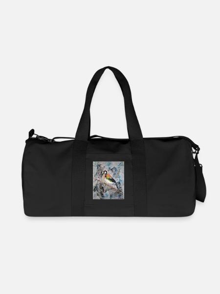 Acrylic painting with Stiglitz on tree branch - Recycled Canvas Sports Bag by Stanley/Stella - black