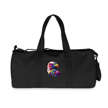 Aigle Pop Art Couleurs vives Aigle royal Pygargue à queue blanche - Sac de sport en toile recyclée Stanley/Stella - noir - Devant