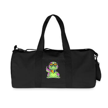 Dino Rainbow Heart Dinosaur Motif - Recycled Canvas Sports Bag by Stanley/Stella - black - Front