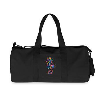 Seahorse Pop Art Colorful Aquarist Cute Seahorse - Recycled Canvas Sports Bag by Stanley/Stella - black - Front